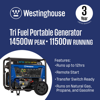 Westinghouse WGen11500TFc Tri-Fuel Portable Generator 11500W