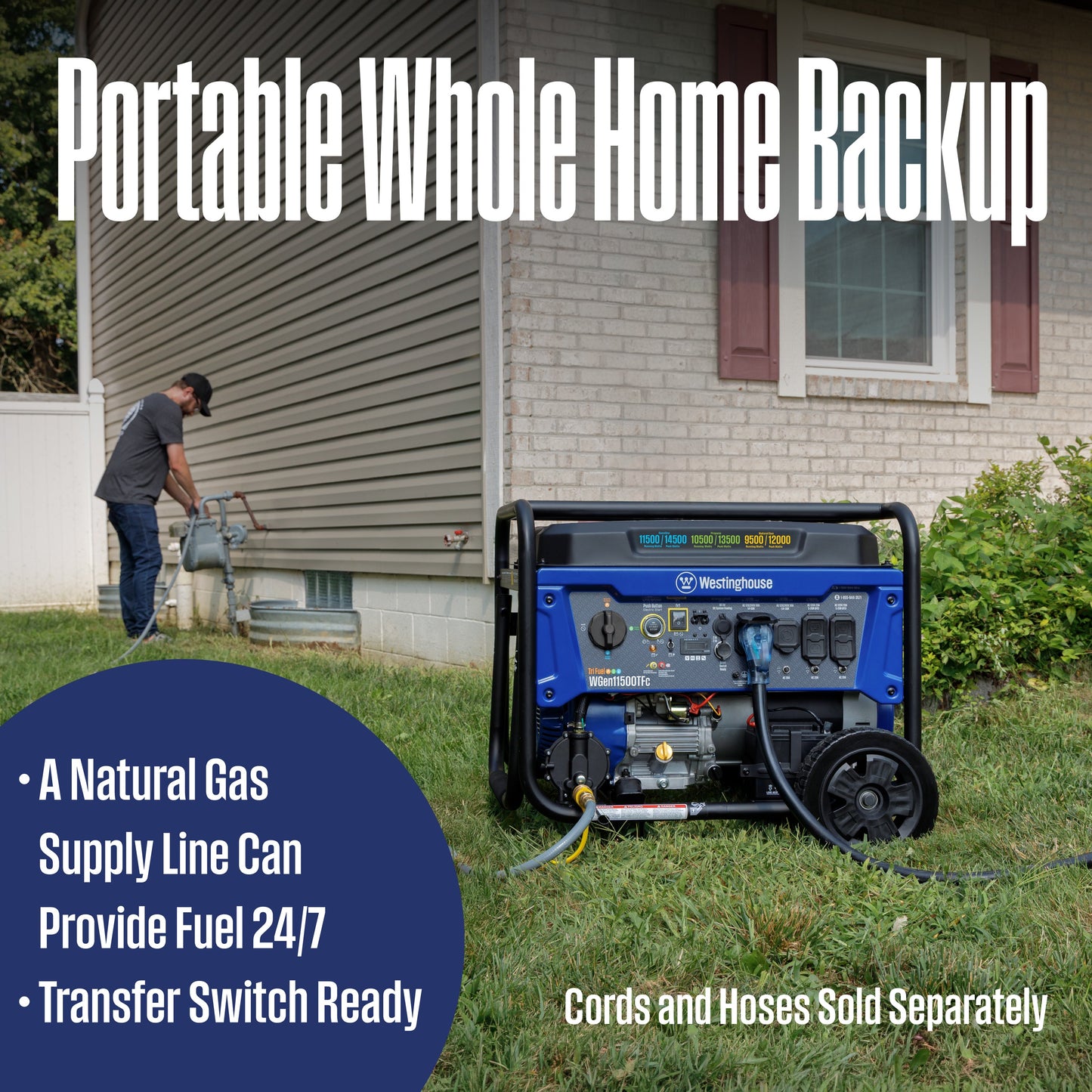 Westinghouse WGen11500TFc Tri-Fuel Portable Generator 11500W