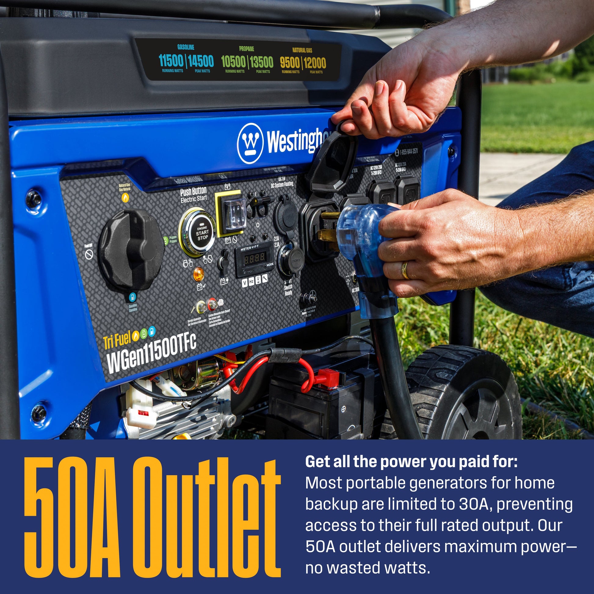 Westinghouse WGen11500TFc Tri-Fuel Portable Generator 11500W