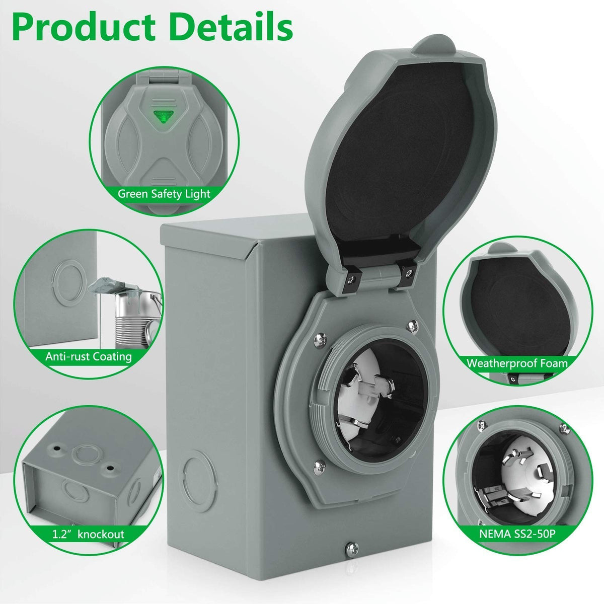Rundik NEMA SS2-50P 50A Generator Power Inlet Box