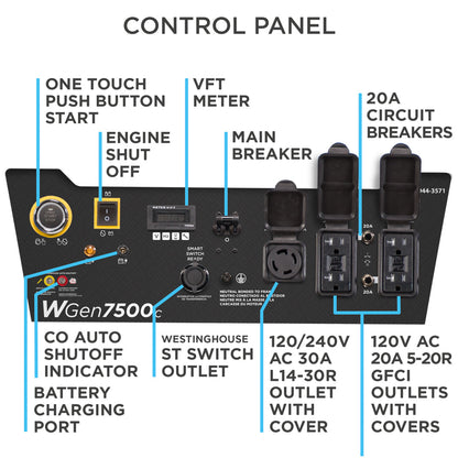 Westinghouse WGen7500c Portable Generator 7500W with CO Sensor